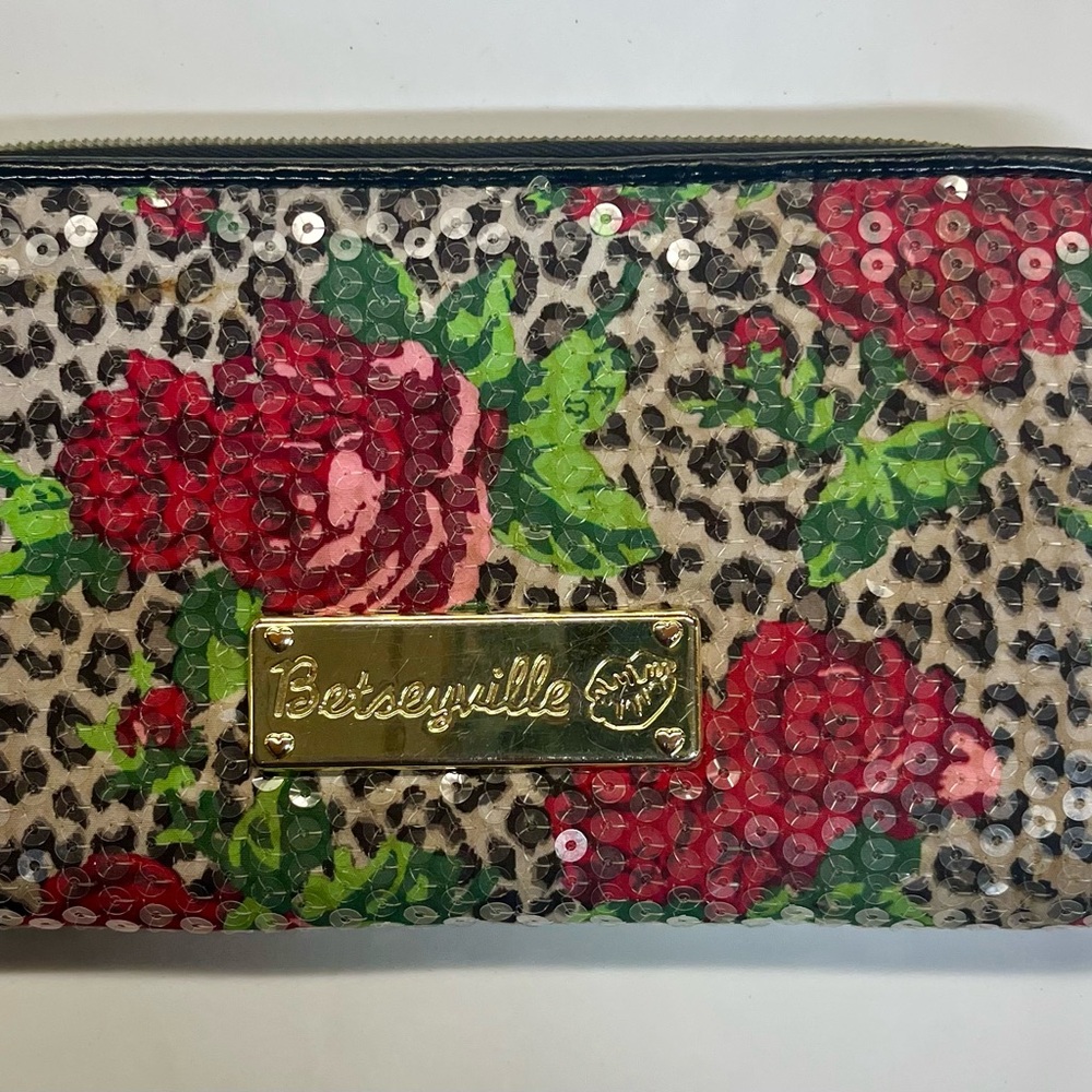 Betsey Johnson Red Floral Sequin Wallet